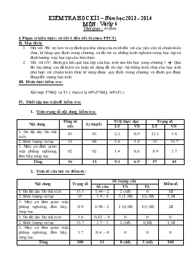 Kiểm tra học kì I  Năm học 2013 - 2014 môn  Vât ly 6 thời gian  45 phut